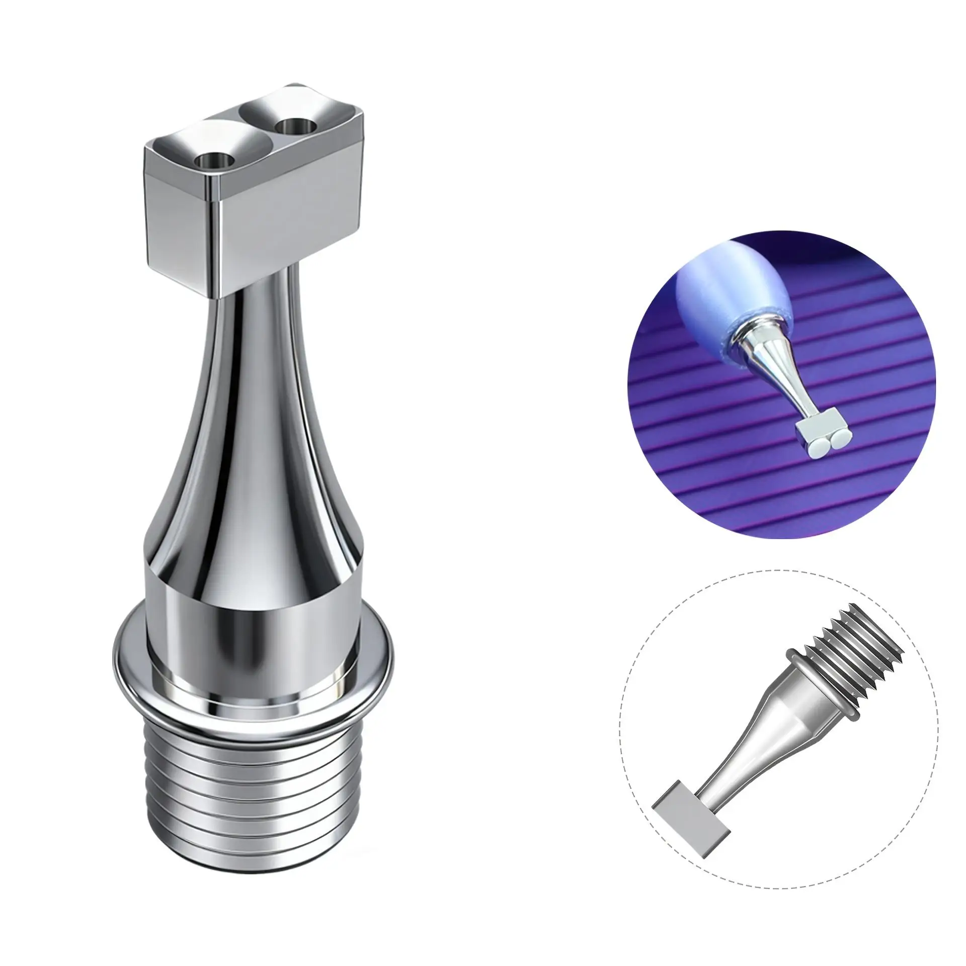 Einzeln erhältlich/Modelloptionen verfügbar, Edelstahl-Schraubverschluss Multifunktionaler Vakuum-Diamantmalstift-Ersatzkopf-Set, Hohle Ersatz-Diamantmalstiftköpfe (1/2/3/4/5/6/Gebogene Spitze) – Detail 6