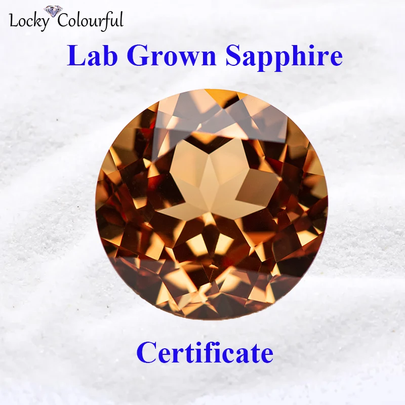 

Lab Grown Sapphire Round Shape Orange Color Top Quality Charm Beads for Diy Jewelry Making Pendant Selectable AGL Certificate