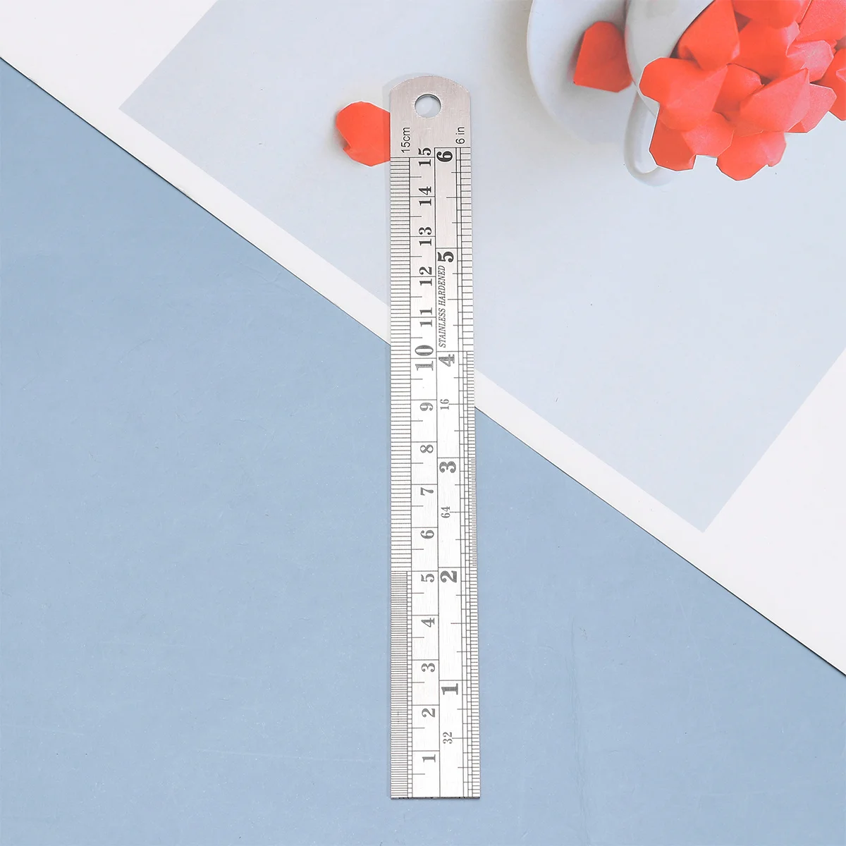 

4Pcs Double Scale Stainless Steel Ruler 15cm Silver Portable for Students Architects Engineers Artists School Supplies