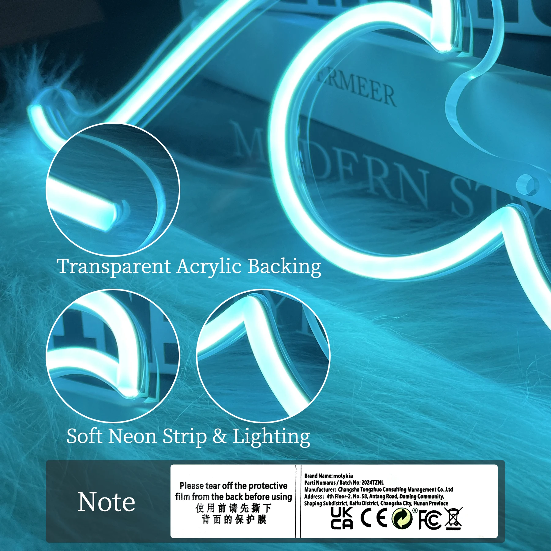 Wave Neon Lights for Bedroom, Wave Sign Ocean Neon Night Lights, USB Powered with Switch, Tropical Decoration for Living Room