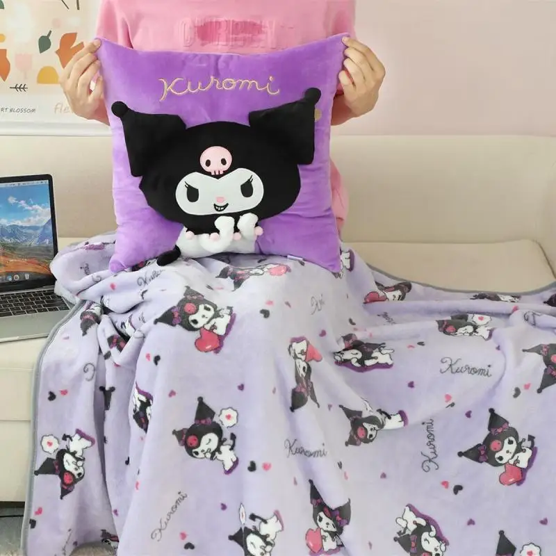 

Girl Heart Anime My Melody Throw Pillow Blanket Kawaii Sanrio Kuromi Hello Kitty My Melody Cushion Blanket 2 In 1 Gift for Kids