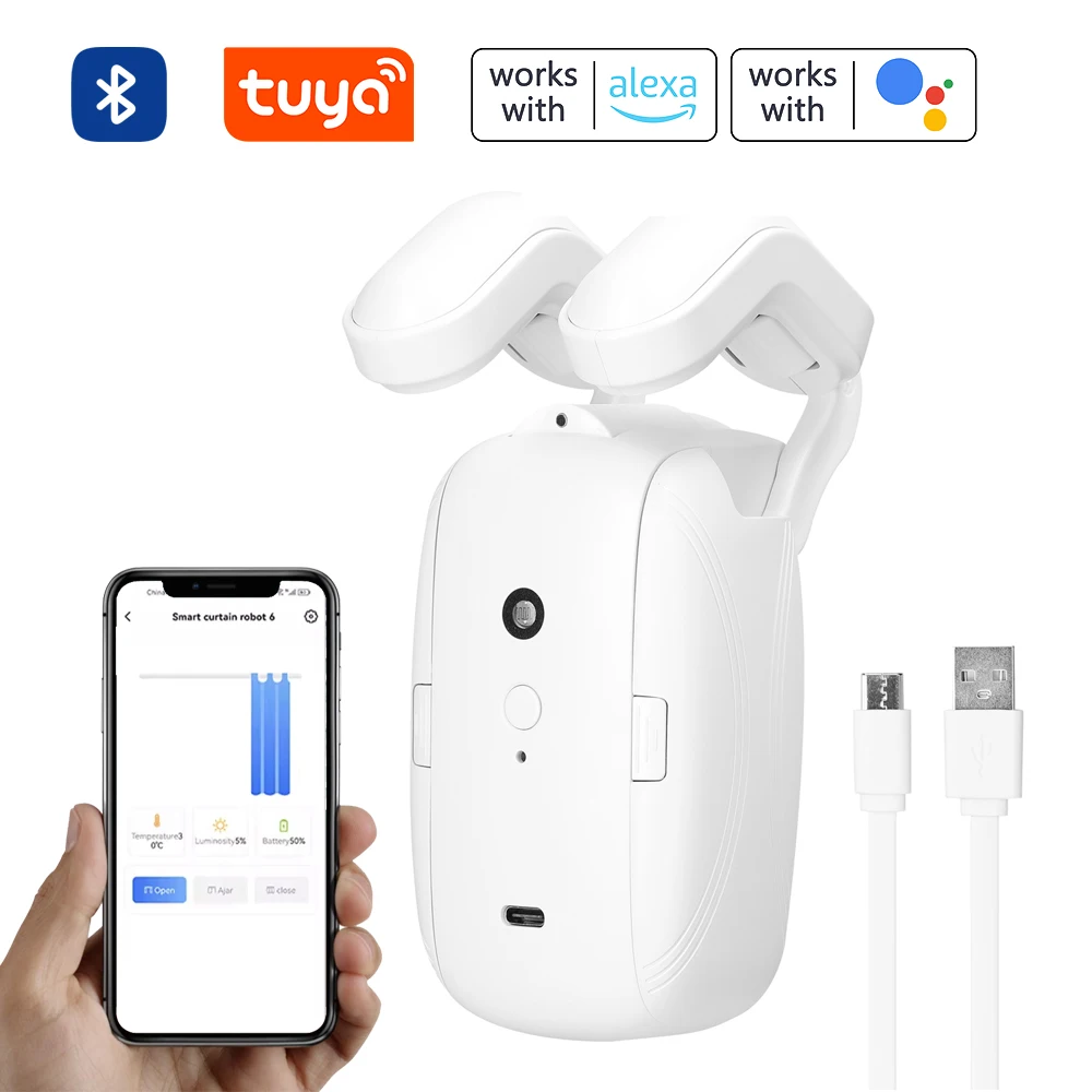 Tuya Bluetooth Intelligent Curtain Motor Robot elettrico intelligente per il controllo dell\'app con asta romana compatibile con Alexa e Google