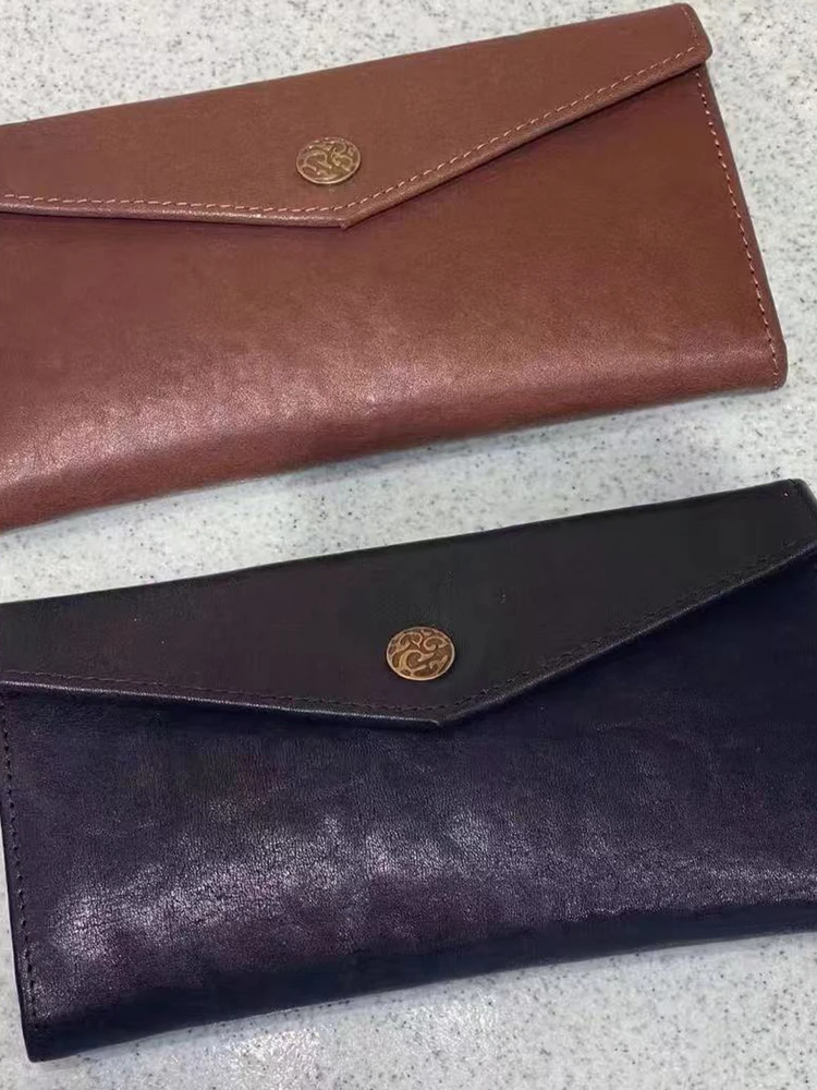 vintage-handmade-top-layer-cowhide-long-wallet-for-women-retro-coin-purse-leather-goods-korean-style-pure-color-youth-wallet