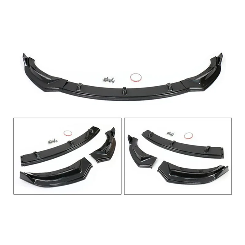 

For Tesla modelY front lip modification three-stage front lip non-destructive installation bright black carbon fiber texture