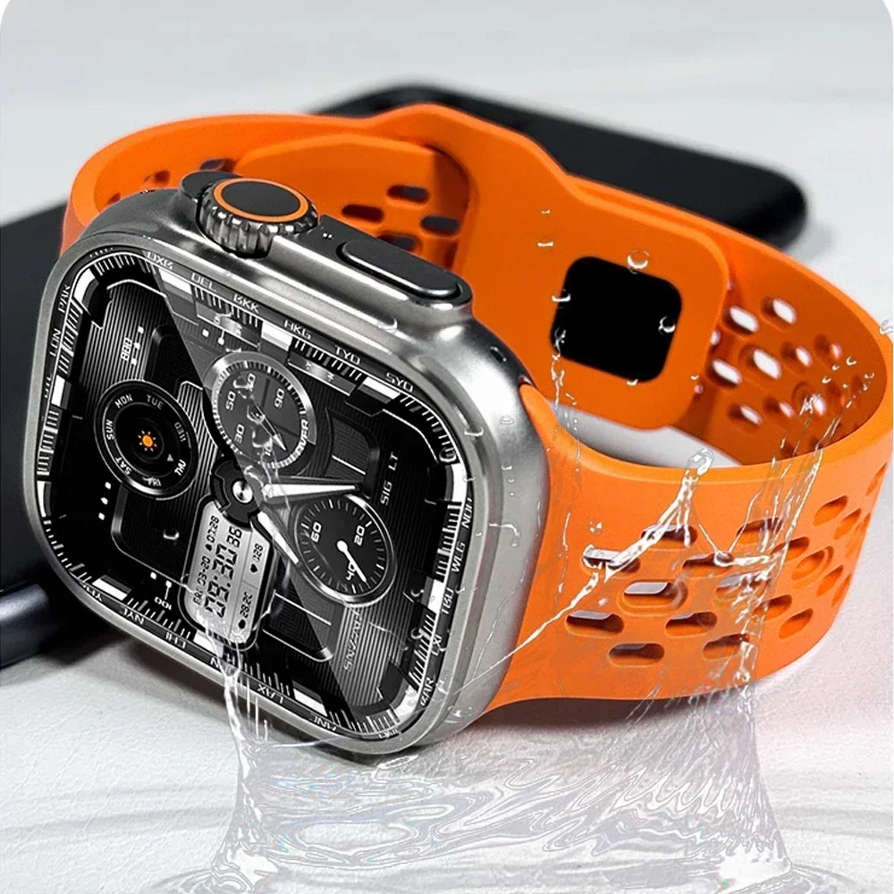 سيليكون الفرقة ل أبل الترا 3 2 49mm11 10 46mm 42mm حزام تنفس سوار iWatch 9 8 7 6 5 SE3 45mm 44mm 41mm Correa #5