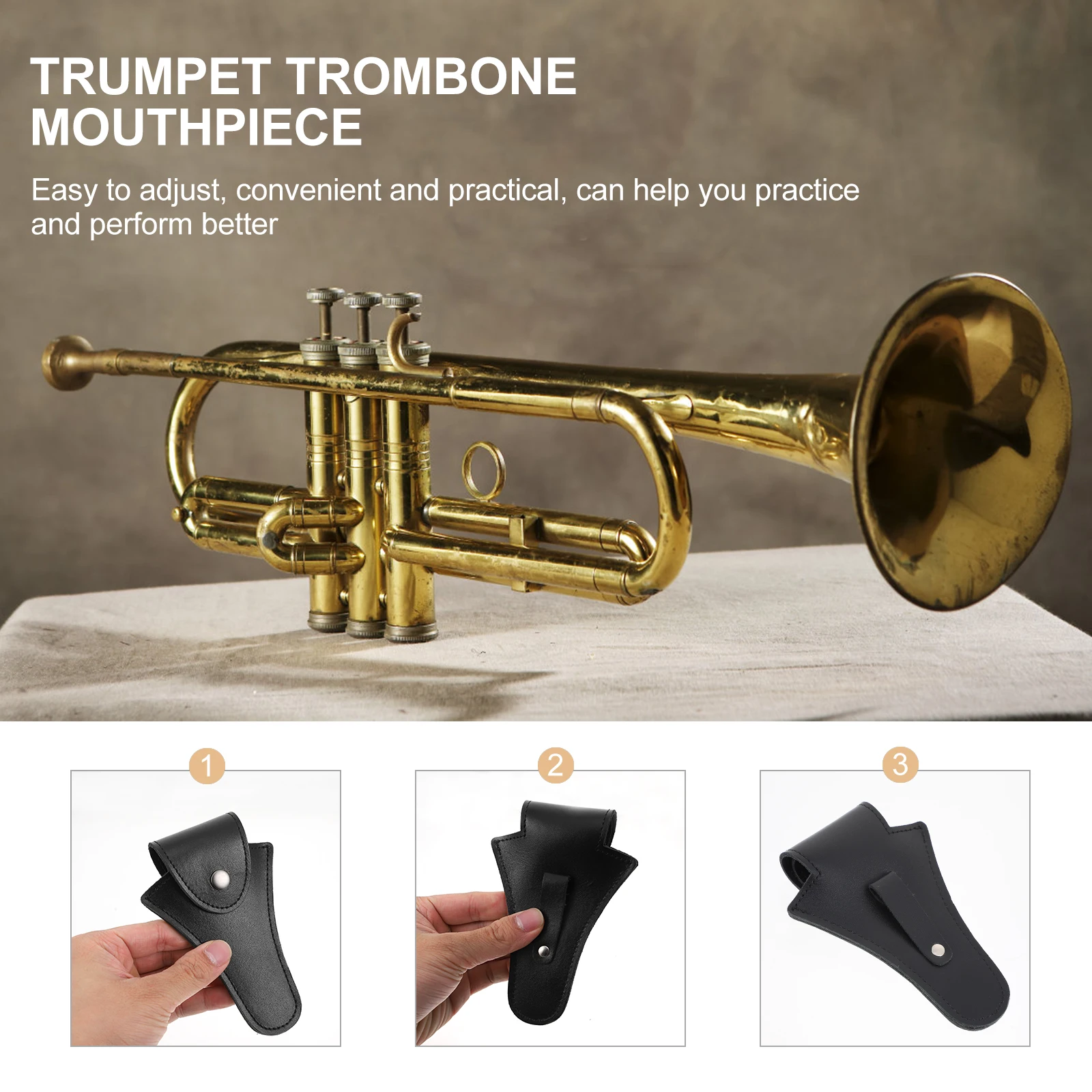 

1 Pc Practical Cowhide Storage Pouch Portable Mouthpiece Bag Non- Cover For Instrument And Organization