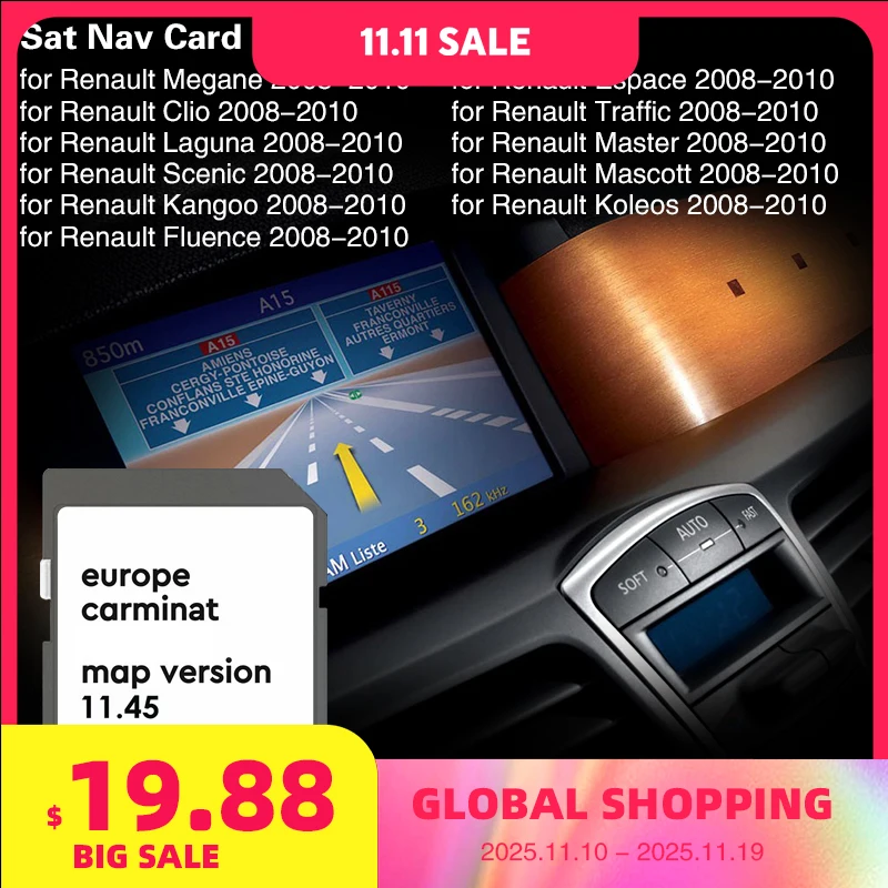 

SD-карта 8201753026 Для Renault Megan Clio Laguna Scene Car Fisk 11,25 Europe Maps 2024 Sat Nav GPS-навигация 8 ГБ