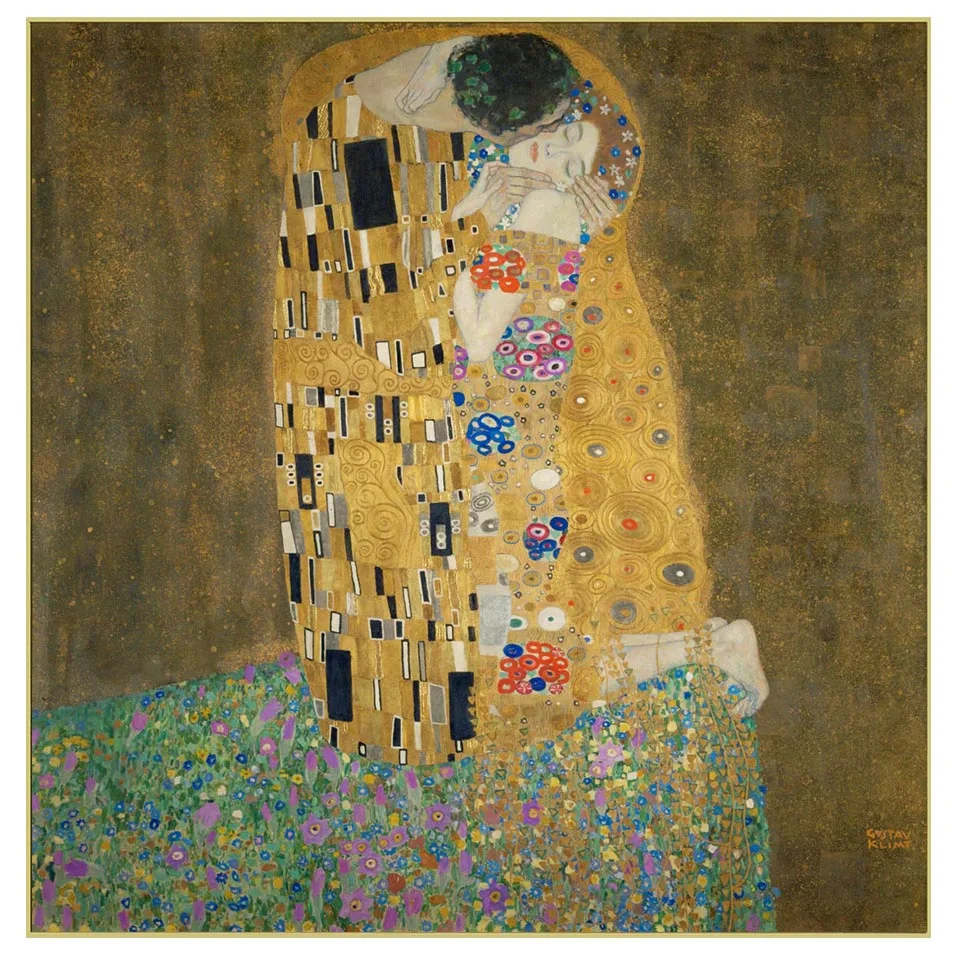 Handpainted high quality reproduction of The Kiss by Gustav Klimt  Famous artist wall picture for bedroom Home decoration luxury