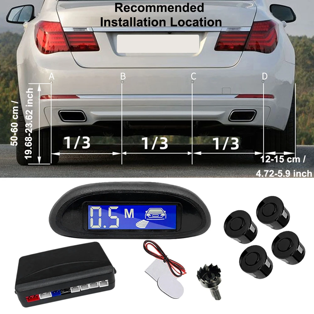 Parking Sensor For Car With Auto Parktronic Reverse LED Monitor 4 Sensors Radar Detector System Backlight Display