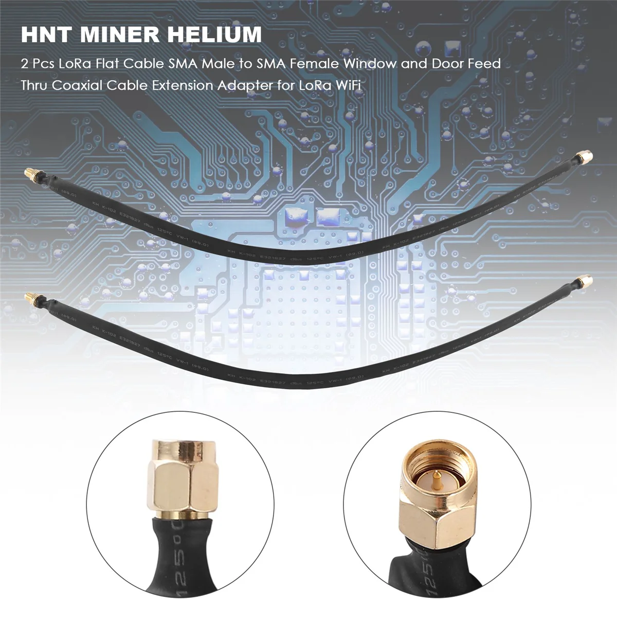 AAAE 2 Pcs LoRa Flat Cable SMA Male to SMA Female Window and Door Feed Thru Coaxial Cable Extension Adapter for LoRa WiFi