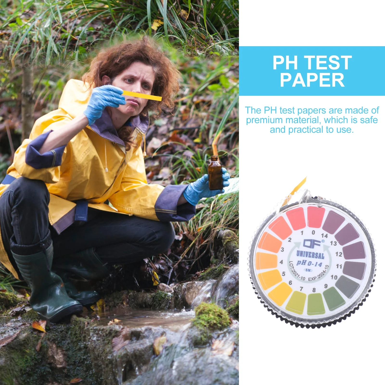 1 لفة ورق اختبار PH القلوية الحمضية العالمي السائل الحل اختبار الشريط دقيقة المحمولة حمض PH أوراق اختبار #3