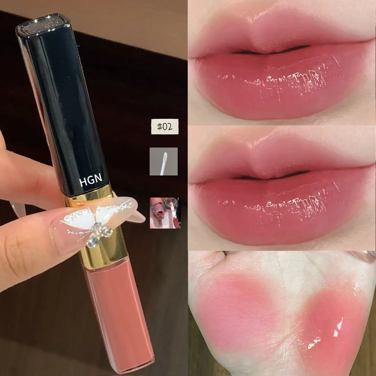 Hgn Doppelseitiger Matter und Glänzender Lipgloss Weicher Matter Taufrischer Glanz Langanhaltende Farbe Aufhellender Hautton Vielseitige Make-up-Stile – Detail 6