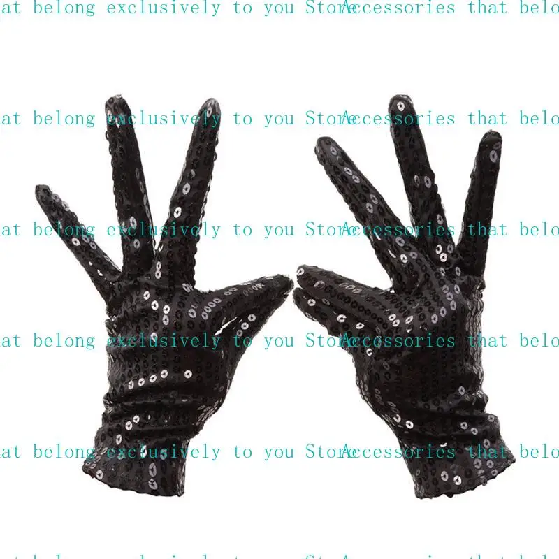 

31BB Fashion Adult Sequins Short Gloves Solid Color Glitter Reflective Stage Gloves
