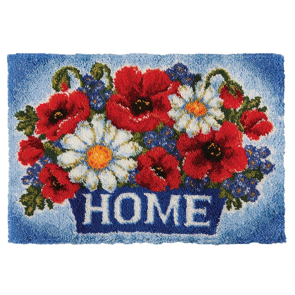 

Flower Tapestry with Preprinted Canvas Pattern Latch hook rug kits Cross stitch for adult flower Rug making kit for Home Decor