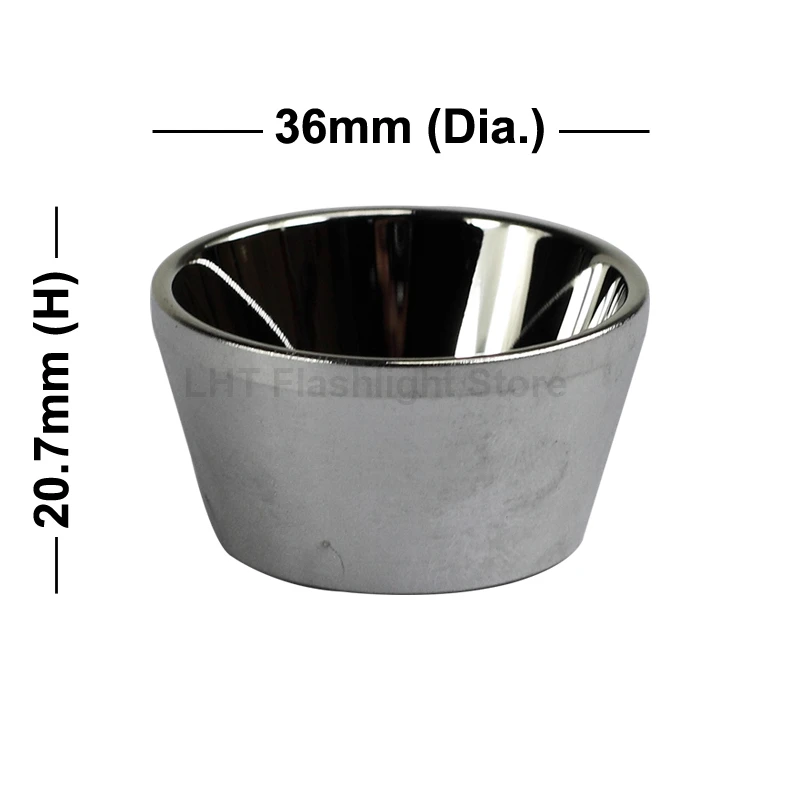 36mm (D) x 20.7mm (H) SMO Aluminum Flashlight Reflector Lamp Cup