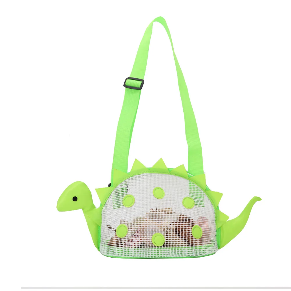 Children Beach Travel Protable Dinosaur Mesh Organizer Bag Kids Swimming Bag Beach Shell Toys Towel Storage Bags Women Cosmetic