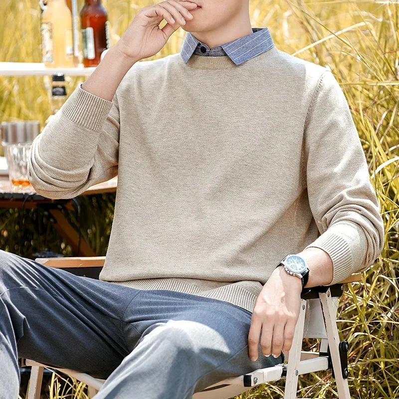 

Men's Knitted Shirt Casual Shirt Collar Base Layer Inner Wear Autumn Winter New Style Business Casual Knitwear