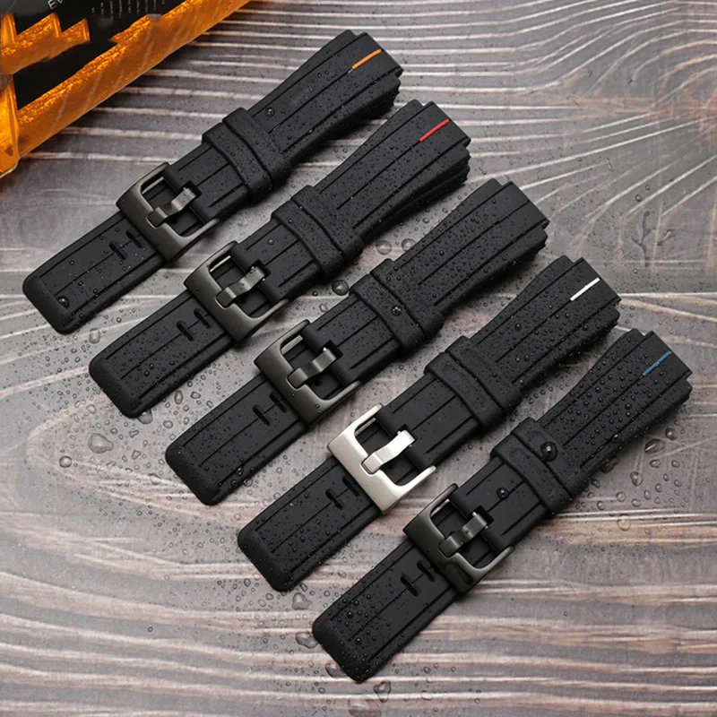 High Quality Rubber watchband for TIMEX watch T2N720 TW2T76300 T2N721 Series Men Black Waterproof Silicone Sports Strap 24*16mm