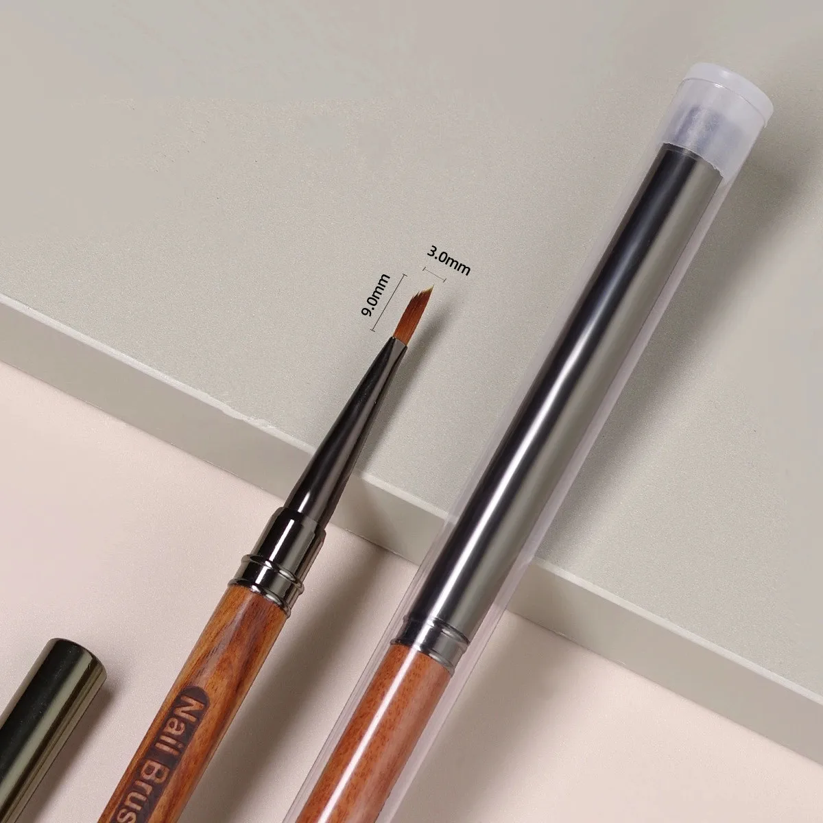 1pc redondo punho de madeira triangular pétala escova de unhas acrílico forro escova listras grade flor pintura desenho penmanicure ferramenta