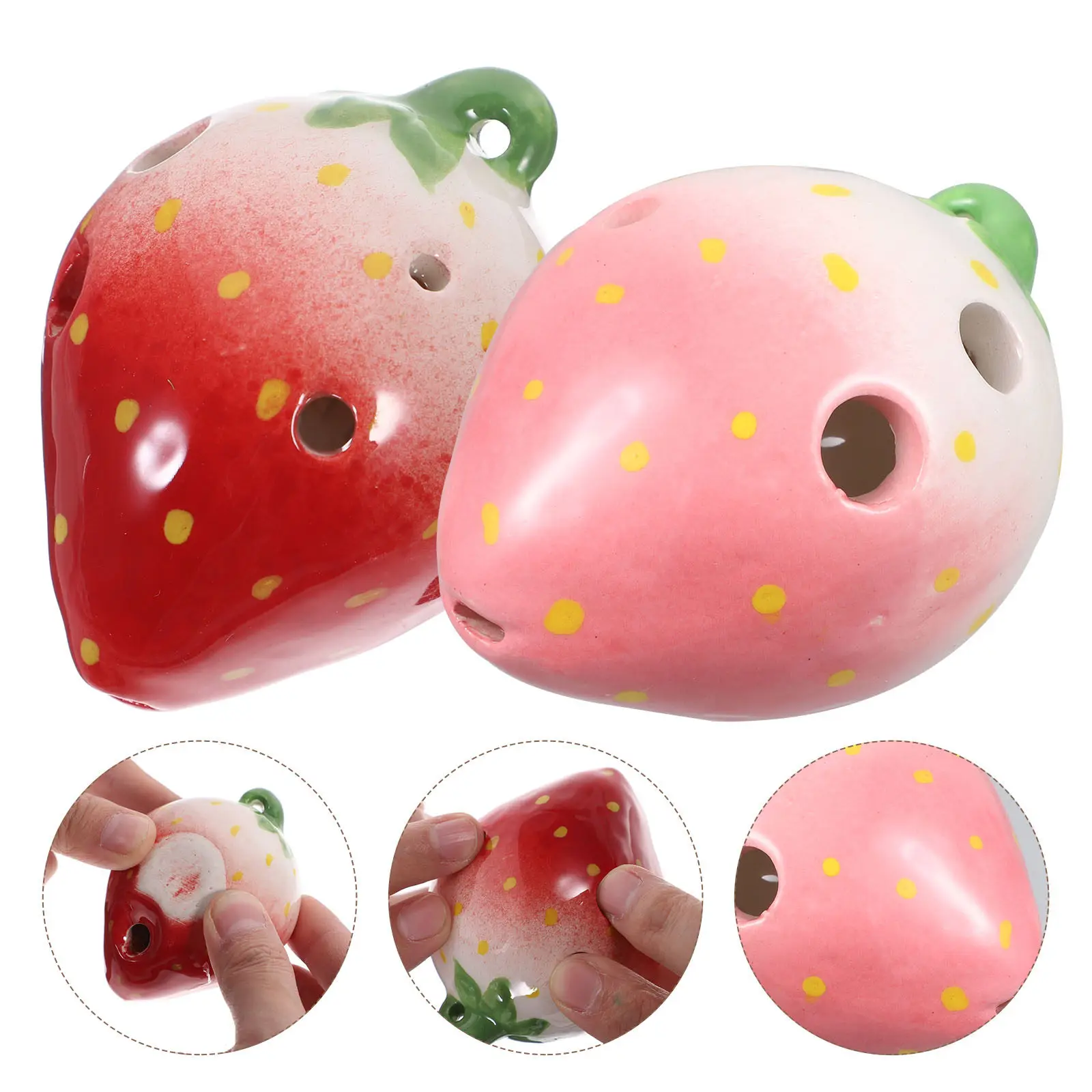 

2 комплекта 6-дырочных окарины в форме клубники для начинающих, тренировочный духовой инструмент, креативный музыкальный инструмент для детей