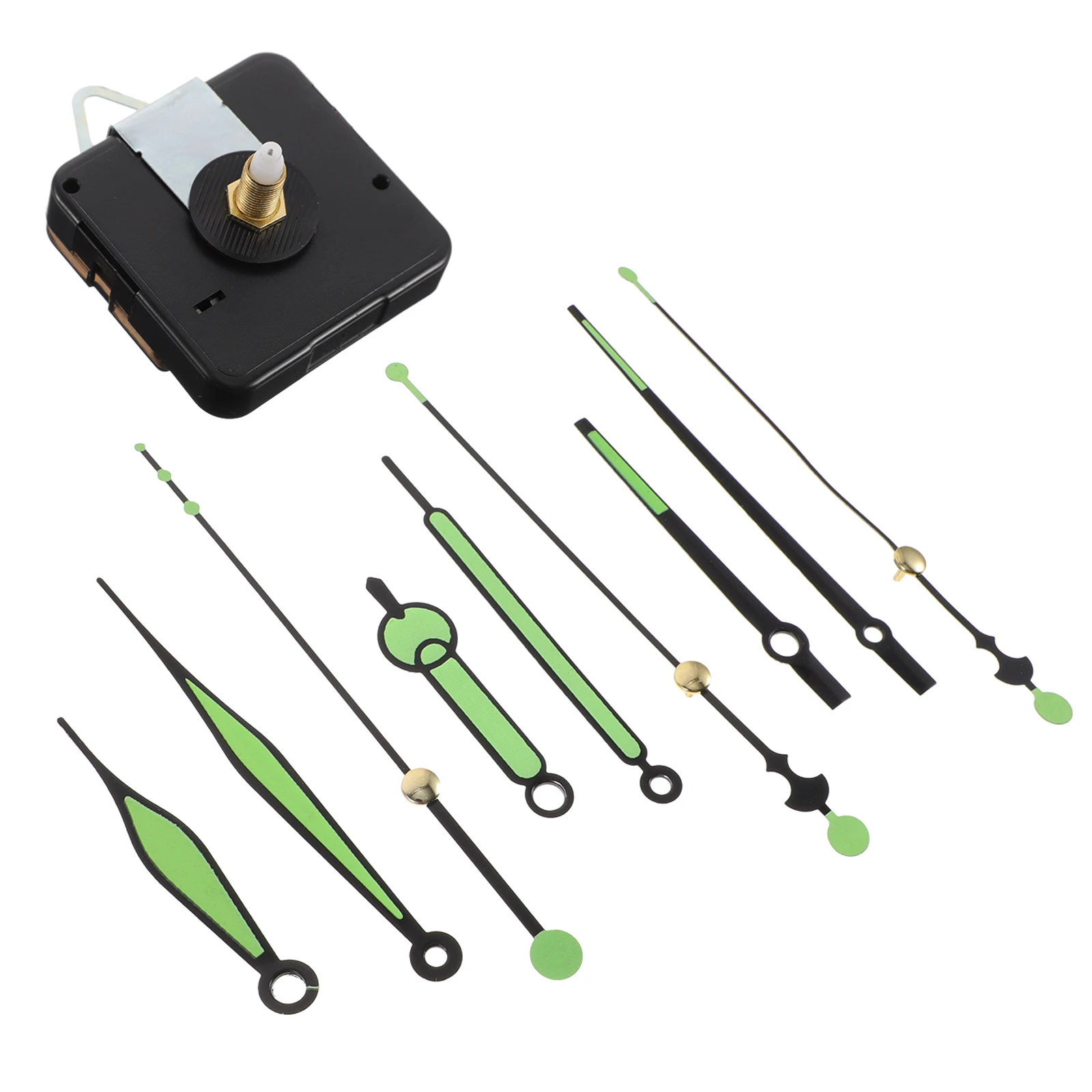 

Fluorescent Clock Movement Glow Dark Hands Silent Mechanism Powered Motor Long Shaft A4 18+3 Sets Plastic Clock Kit