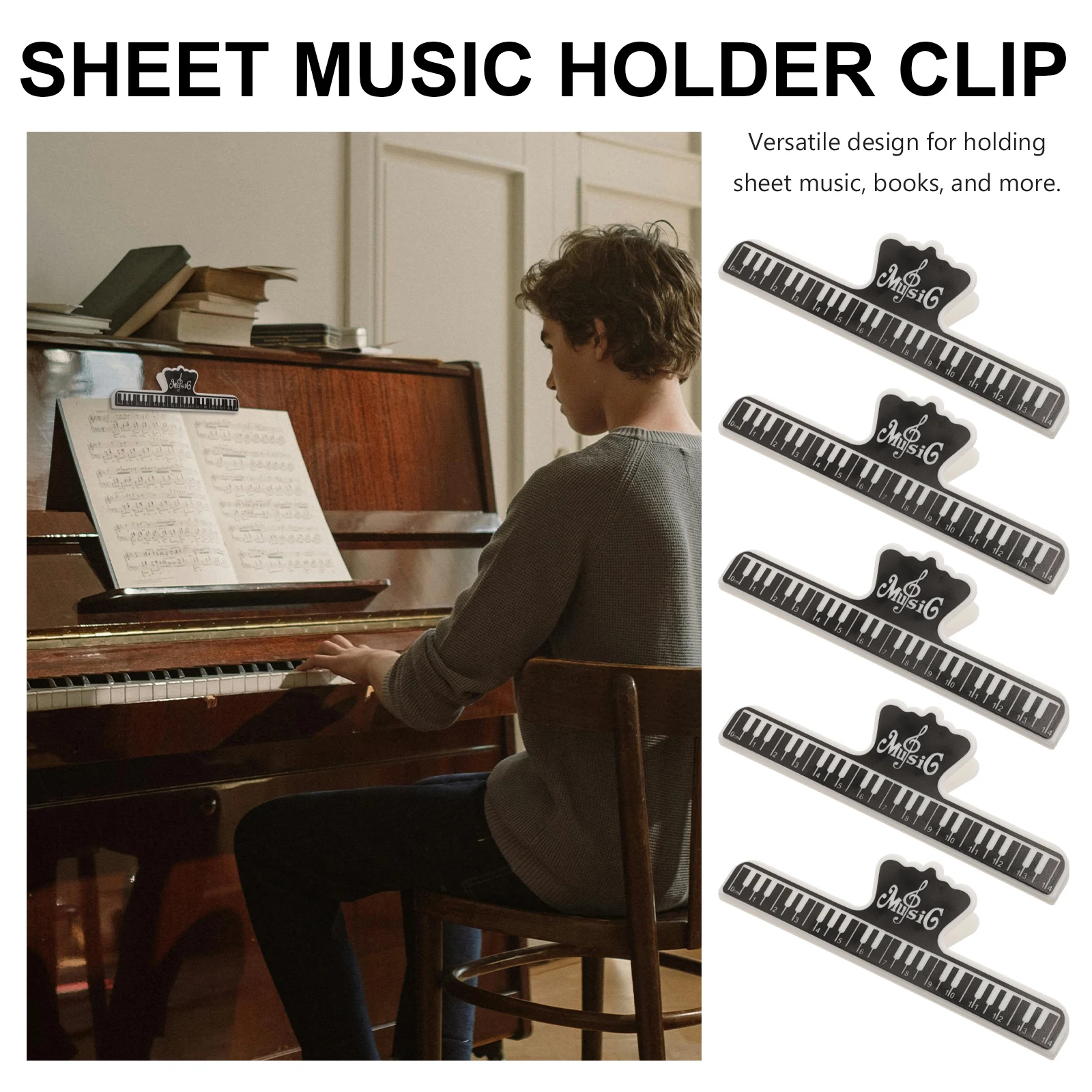 

5 Pcs Musical Score Clip Book Note Holder Instrument Page Clips Folder Double-sided