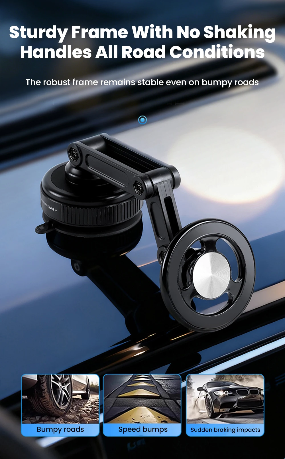 Magnetische Auto-Handyhalterung Universelle Vakuum-Saugnapfhalterung Faltbar 360° ° Drehbare Halterung für Armaturenbrett-Navigationssysteme, Auto-Zubehör – Detail 3