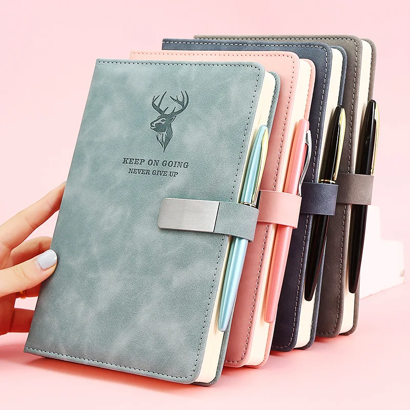 Customized product.Custom A5 B6 with Elastic Strap Pu Office Notebook Printed Logo Diary Notepad Note Book PU Le