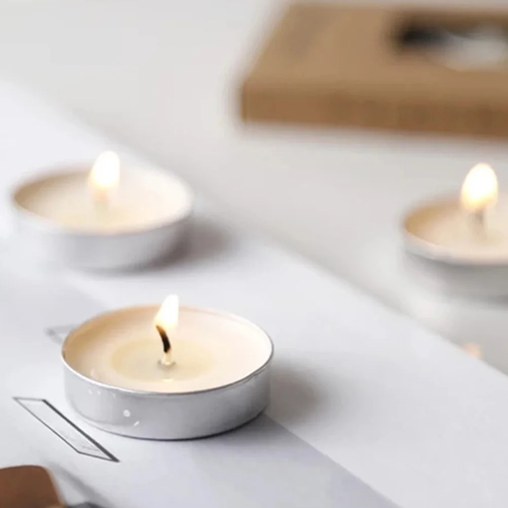 50 Pcs Scented Candles Votive Tea Light LED Lights Decor Vanilla Multi-function Mini Smoke-free Round Tealight