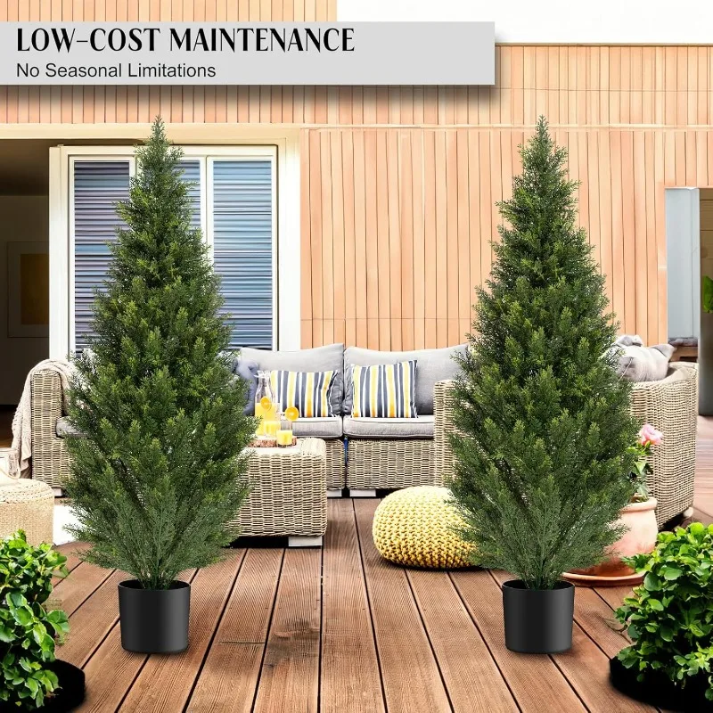 6FT Artificial Topiary Trees Tall, Outdoors UV Protection Fake Cypress Tree, Realistic 72IN Pine Potted Plants for Patio