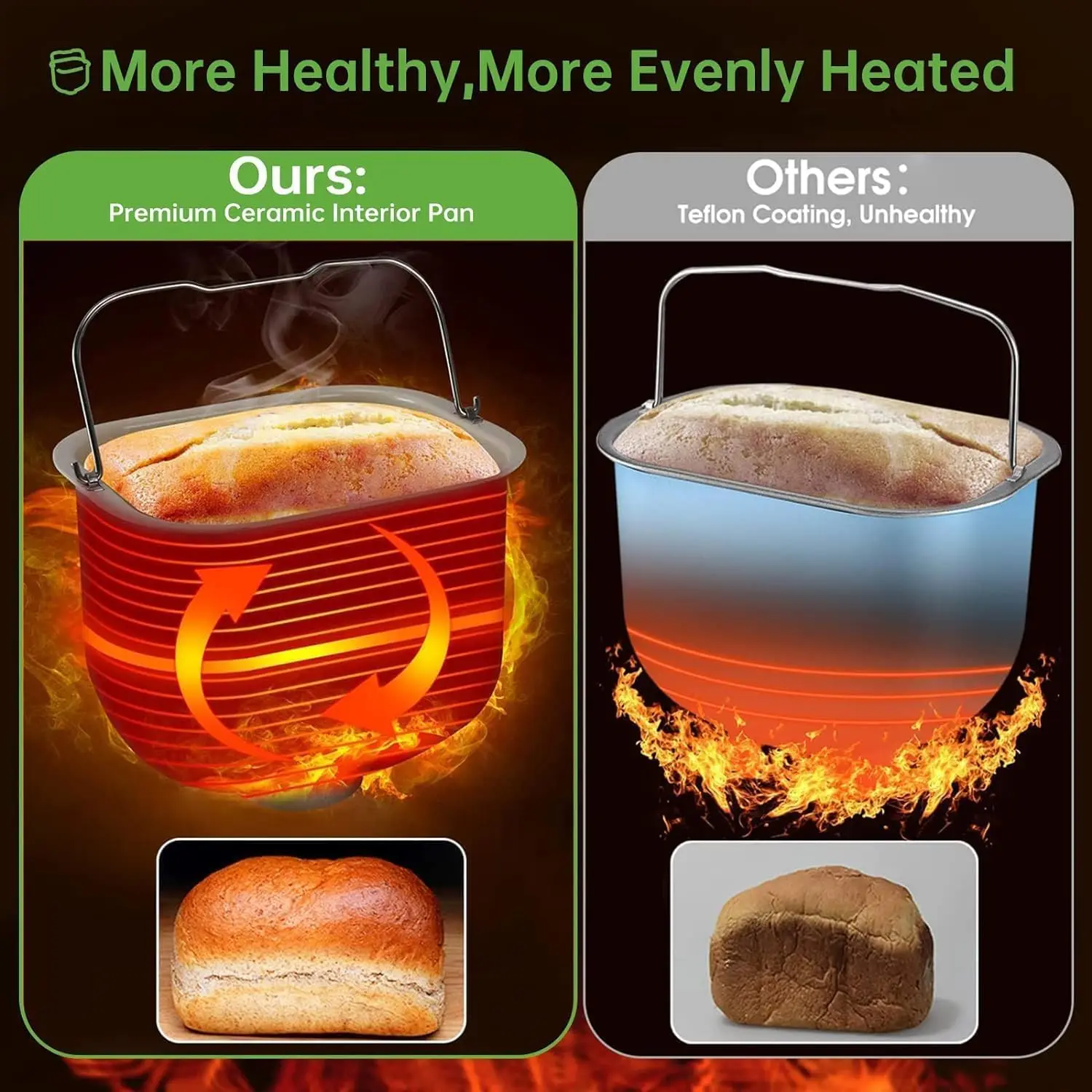 Steel Bread Machine, 2LB 17-in-1 Programmable XL Bread Maker with Fruit Nut Dispenser, Nonstick Ceramic Pan& Digital Touch Panel