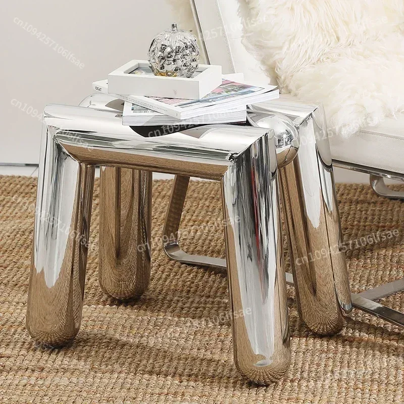 

In stock Stainless Steel , Change Shoe Stool, Living Room Chairs, Creative Footstool, Leisure Chair, Furniture, Metal Seats