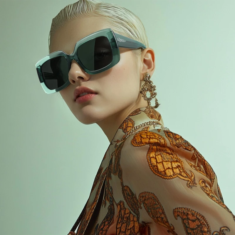 نظارات شمسية BLUEMOKY Acetate UV400 للحماية للنساء بإطار مربع مستقطب كبير الحجم كلاسيكي عتيق