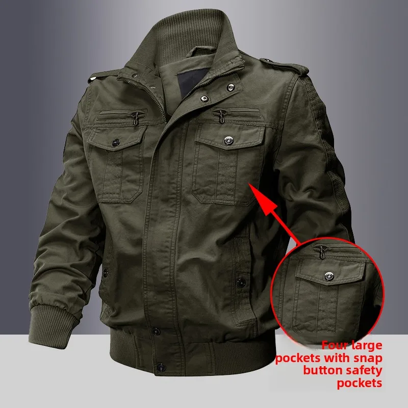 

Мужская повседневная куртка из хлопка на флисовой подкладке, свободного кроя, в стиле рабочей одежды, осенне-зимняя верхняя одежда, модное городское пальто для молодежи и мужчин среднего возраста