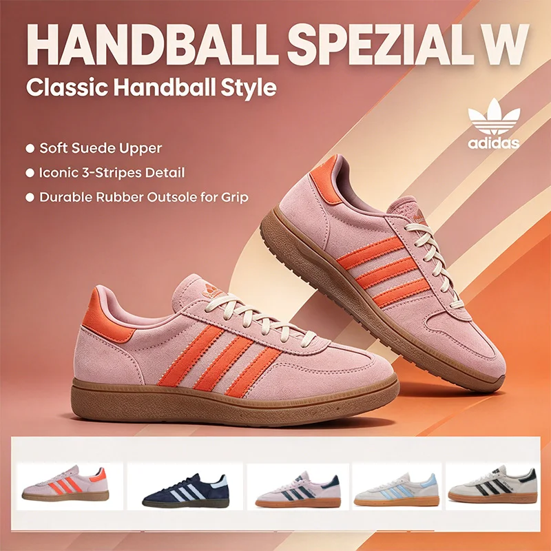 Adidas HANDBALL SPEZIAL W JS0250 Pink Orange Low Cut Suede Casual Sneakers Gum Rubber Sole Skate Shoes