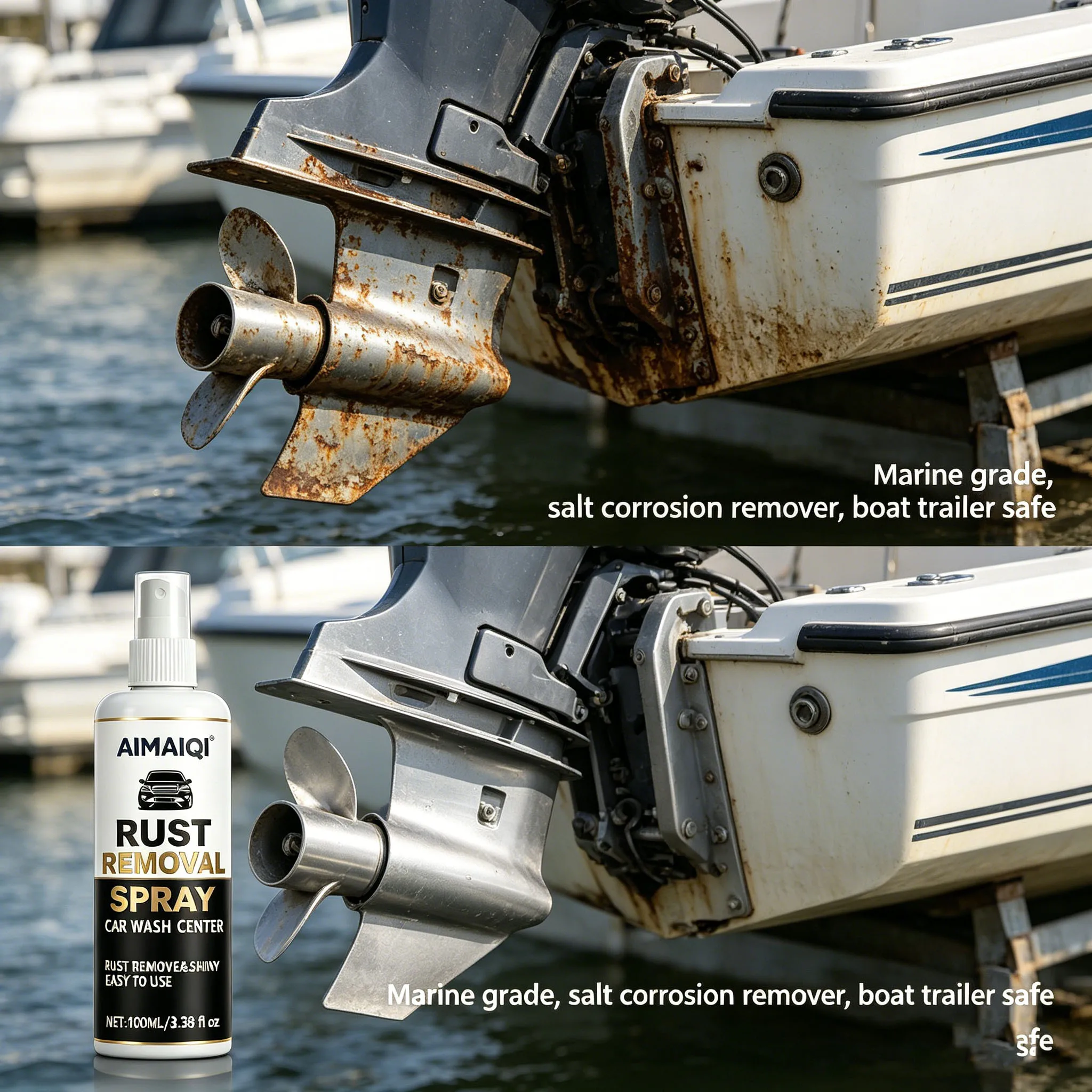 Pro Grade Car Rust Remover Spray, Heavy Duty Rust Cleaner & Metal Brightener for Car Body and Chassis