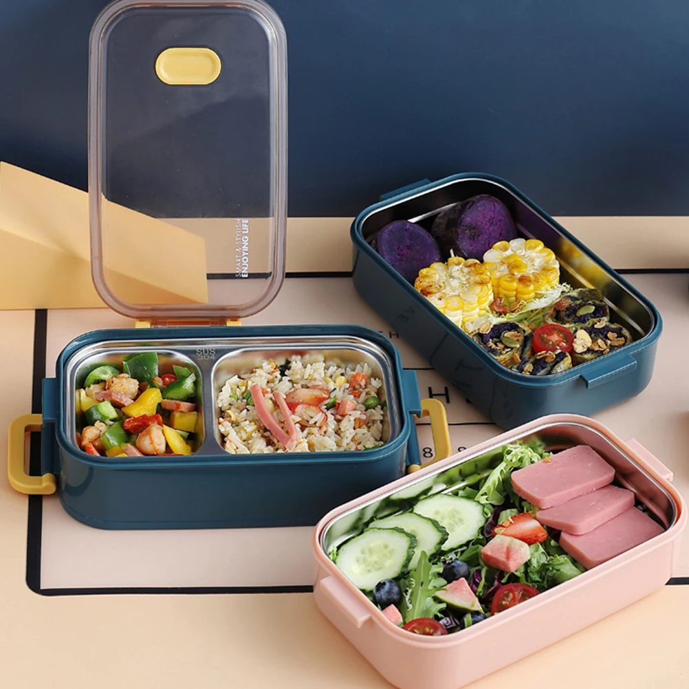 

Stainless Steel Insulated Lunch Box Leak Proof Divided Grid Container Portable Food Case for Students Office Workers PP Material
