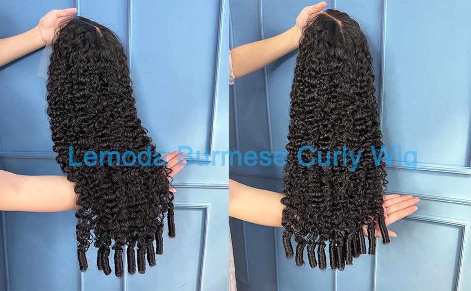 Lemoda Burmese Curly Wig Human Hair 13x6 Full Frotnal HD Transparent Lace Wig 200% Pre Plucked 15A Virgin Hair Wigs for Women