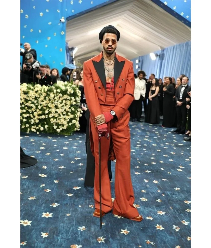 

Mens Vintage Tailcoat Blazer Two Piece Set ( Blazer+Pants ),Unique Party Stage Performance Formal Suit,Casual suit.