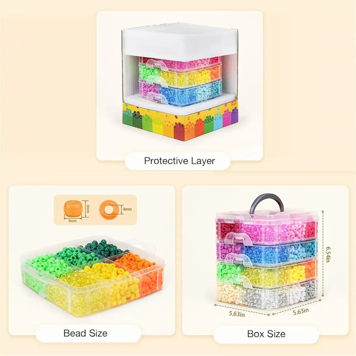 Utility Design 4800PCS Beads Bulk, 24 Colors Kandi Beads for Friendship Bracelets, Jewelry Making, Hair Braiding, DIY Art Craft