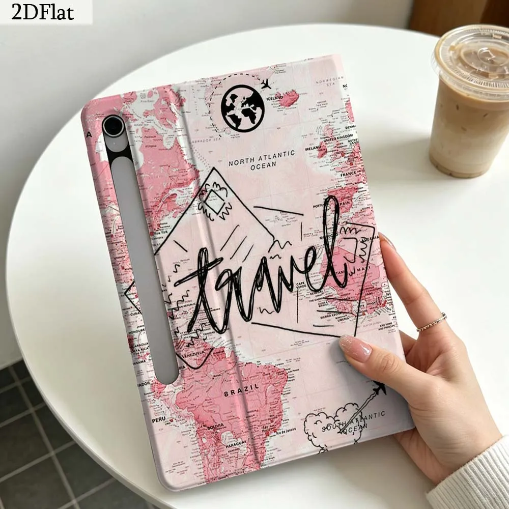 Heart World Map For Samsung Galaxy Tab S11 S10 S9 S8 S7 S6 A11 A10.1 A9 A8 A7 Ultra FE Plus Soft Tablet Case Gift