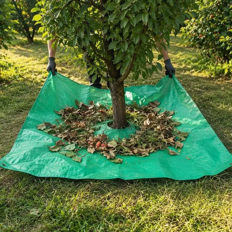 Garden Cleanup Sheet with Center Opening and Waterproof Plastic Collection Mat for Pruning Debris Around Trees and 87HA