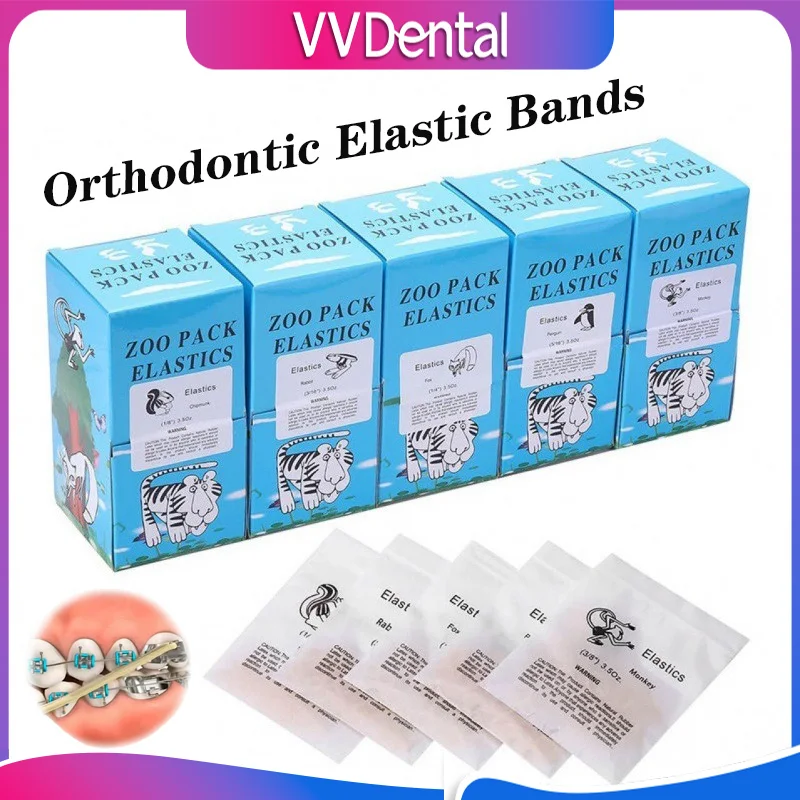 Dental Orthodontic Elastics Rubber Bands 3.5/5.0/6.5oz 1/8-3/8 Inch Multi-Force Multi-Size Teeth Gap Correction 100pcs/bag 50bag