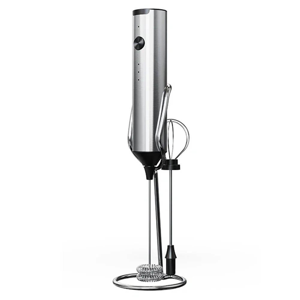 Juego de Espumador de leche recargable de acero inoxidable con almacenamiento de base y proceso de limpieza rápida para una comodidad diaria