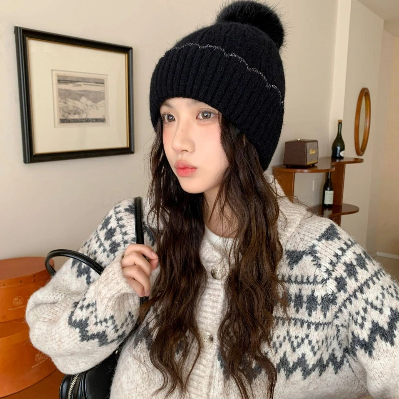 1 Stück warme Unisex-Strickmütze mit Bommel, dick gestrickt, personalisierbar, vielseitige Winter-Schädelmütze für den täglichen Gebrauch im Herbst/Winter