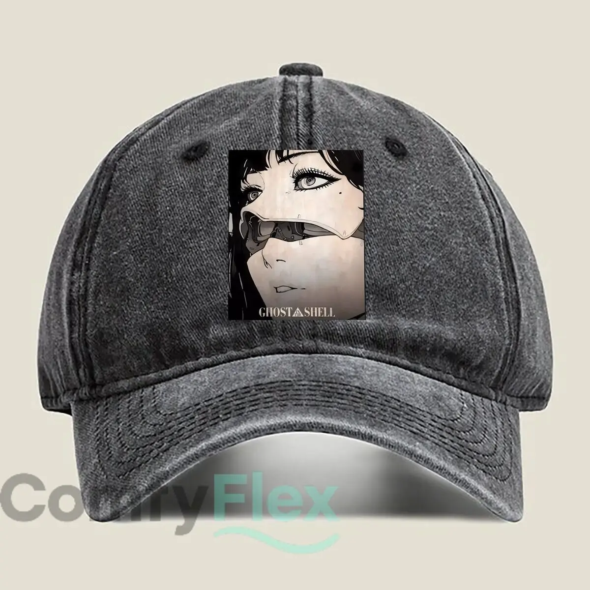 Ghost in the Shell Character Art Unisex Adjustable Adult Washed Baseball Cap Casual Hat for Men & Women Hip Hop