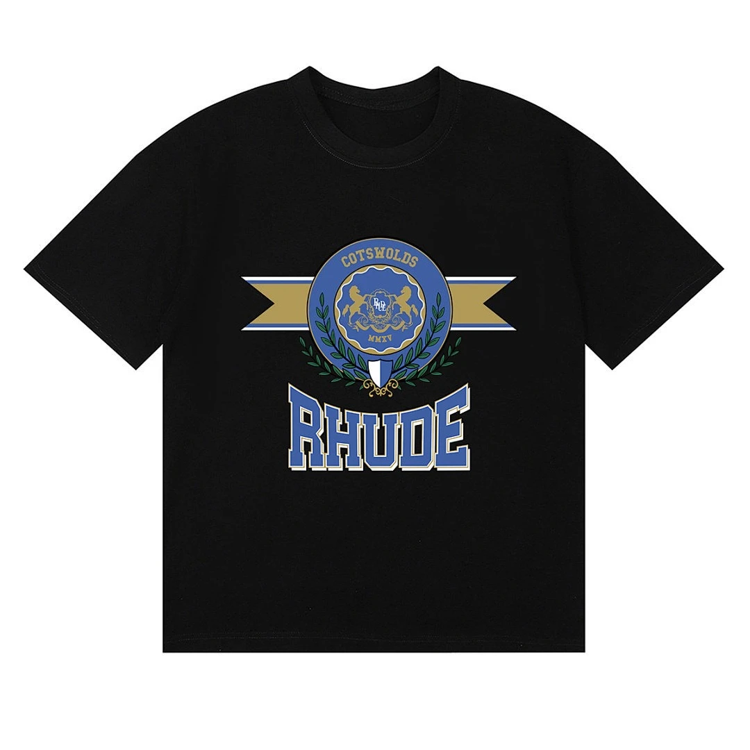 Camiseta de Verano 2026 RH American UDE Streetwear, Informal, con Logotipo y Letras Estampadas, Cuello Redondo, Manga Corta, de Algodón, para Hombre y Mujer