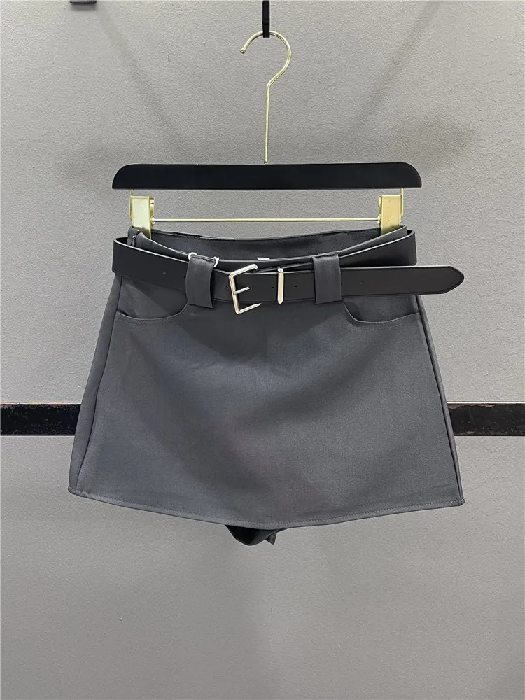 White Suit Half Skirt Women's Summer New Anti-Light Pants Skirt Pure Desire Hot Girl A-Line Wraparound Short Skirt