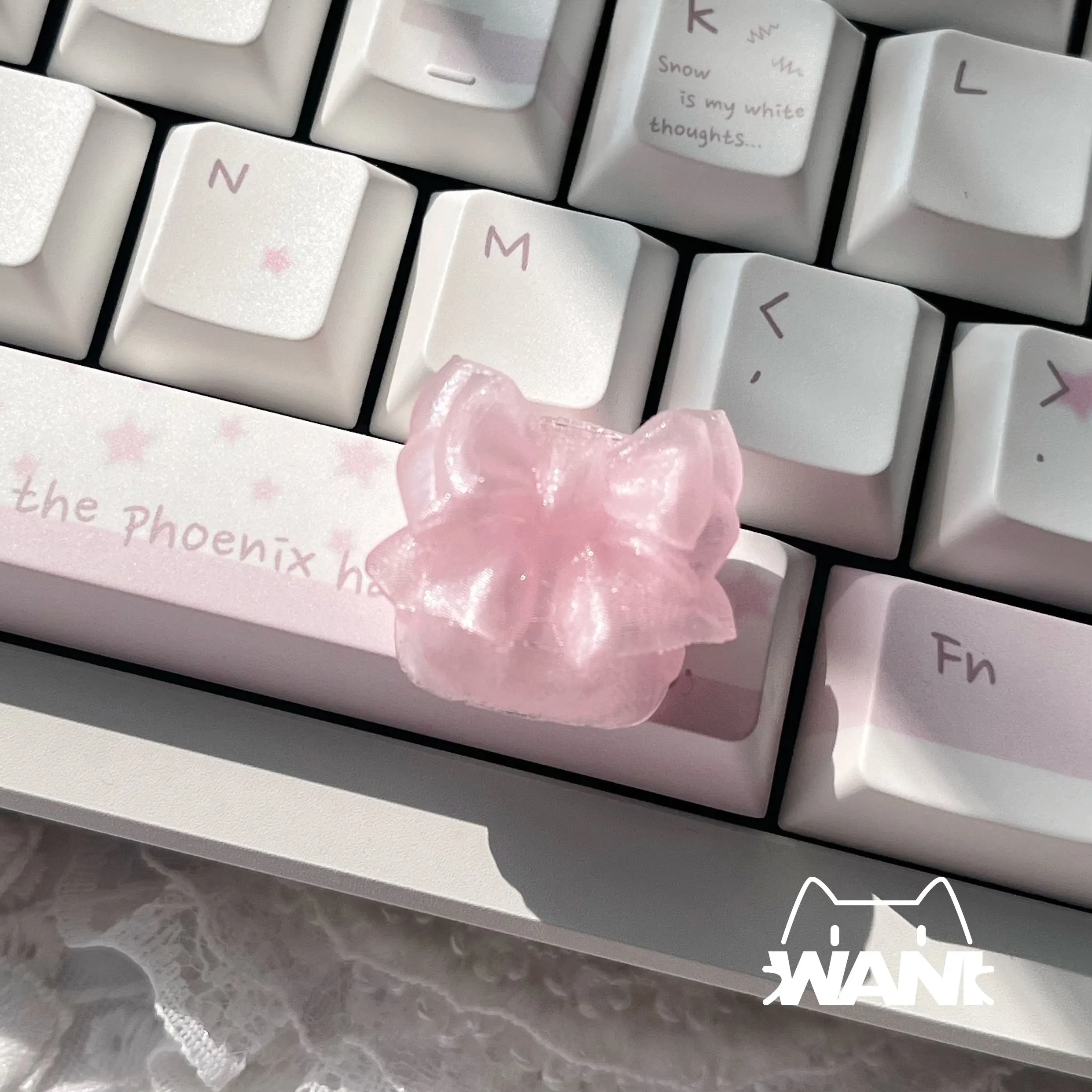 Silk Bow Themed Point Keycap 3D Printing Custom Original Handmade Artisan Cute Keycaps for Mechanical Keyboard Accessories Gift