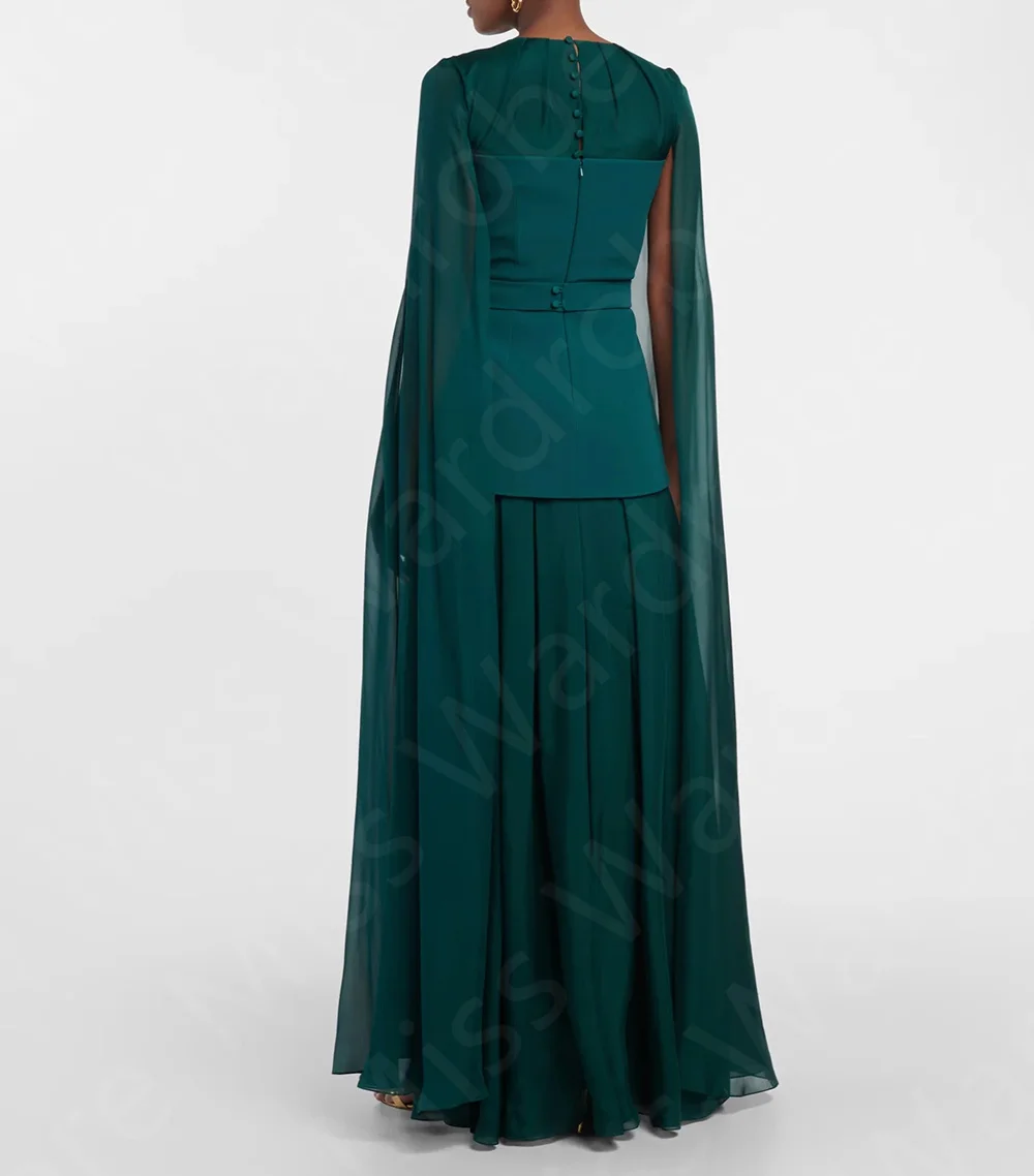 Customized New Arrival Mother Dresses Teal 2025 Mother of the Bride Gowns Round Neckline Wedding Guest Dresses with Cape Sleeves